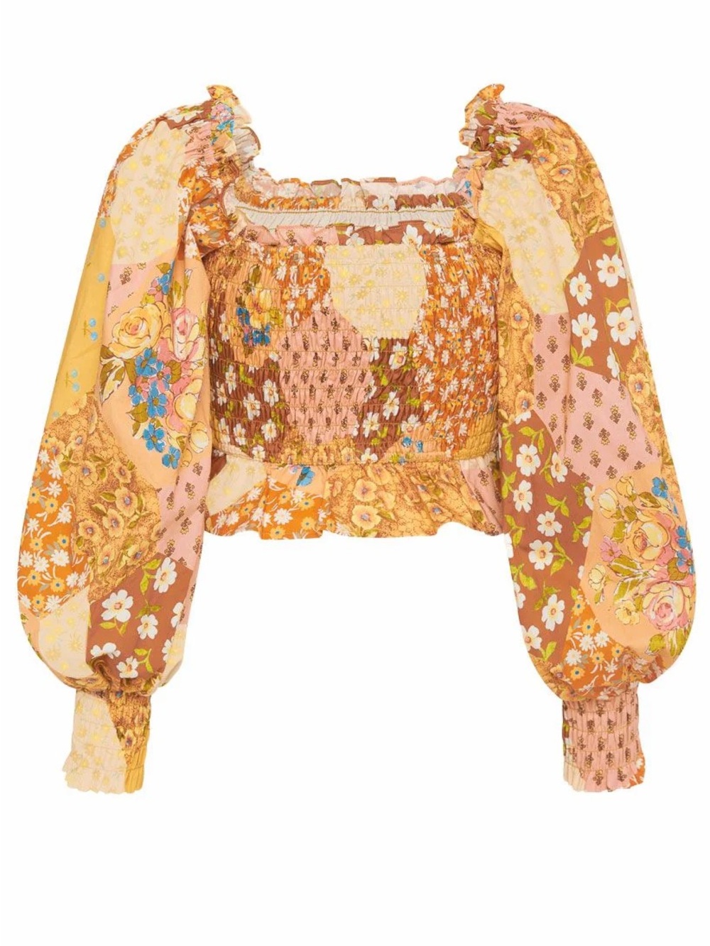 Spell Smocked Freda Shirred Blouse - Amber